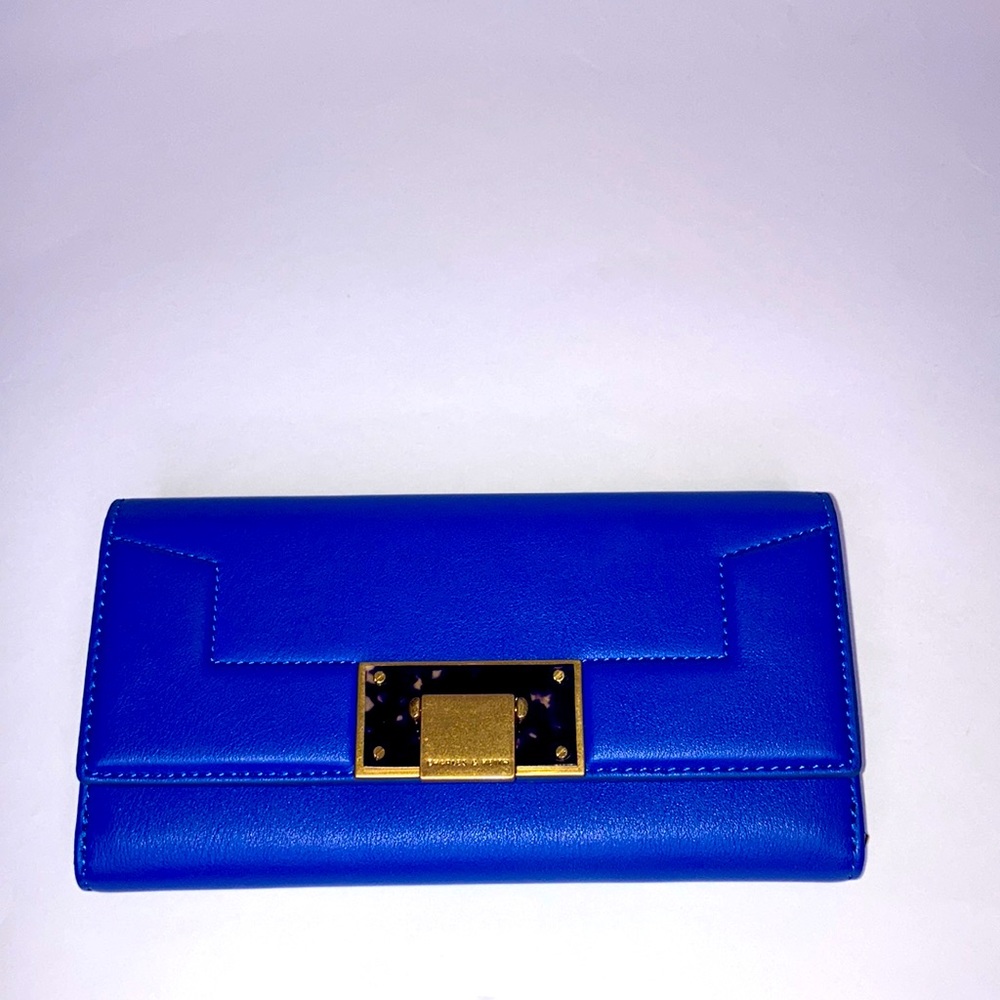 Charles and Keith blue wallet with squared latch
